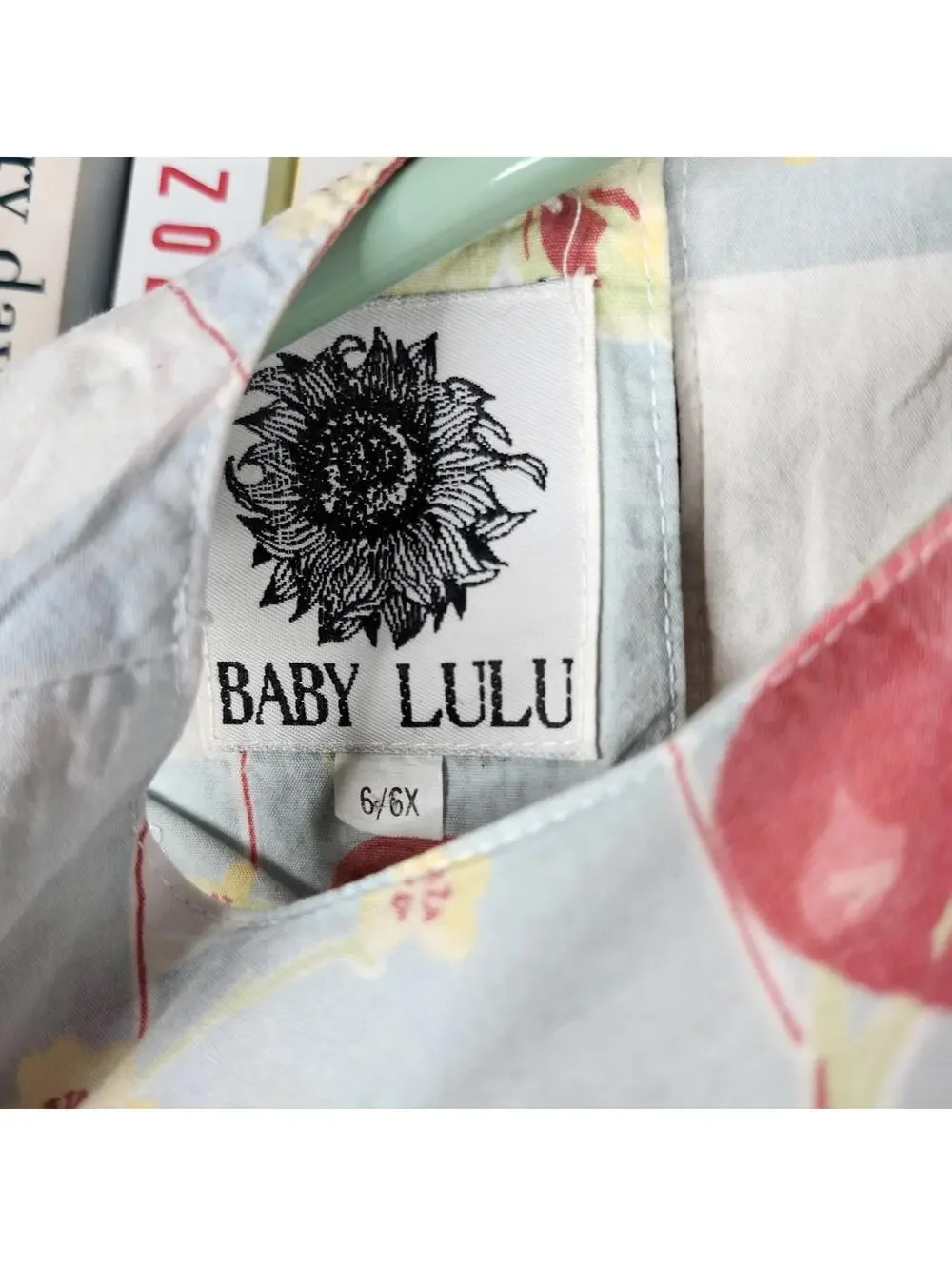 Baby Lulu Girls Apple Gingham Dress 6/6X Blue White Cottagecore Cotton